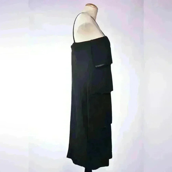 1970s SONIA RYKIEL Black Ruffled  A-Line Designer Dress Vintage 6US 10UK France - Picture 4 of 8